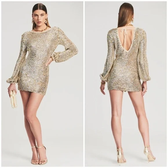 Rétrofete TARA SEQUIN CROCHET DRESS - Picture 1 of 6